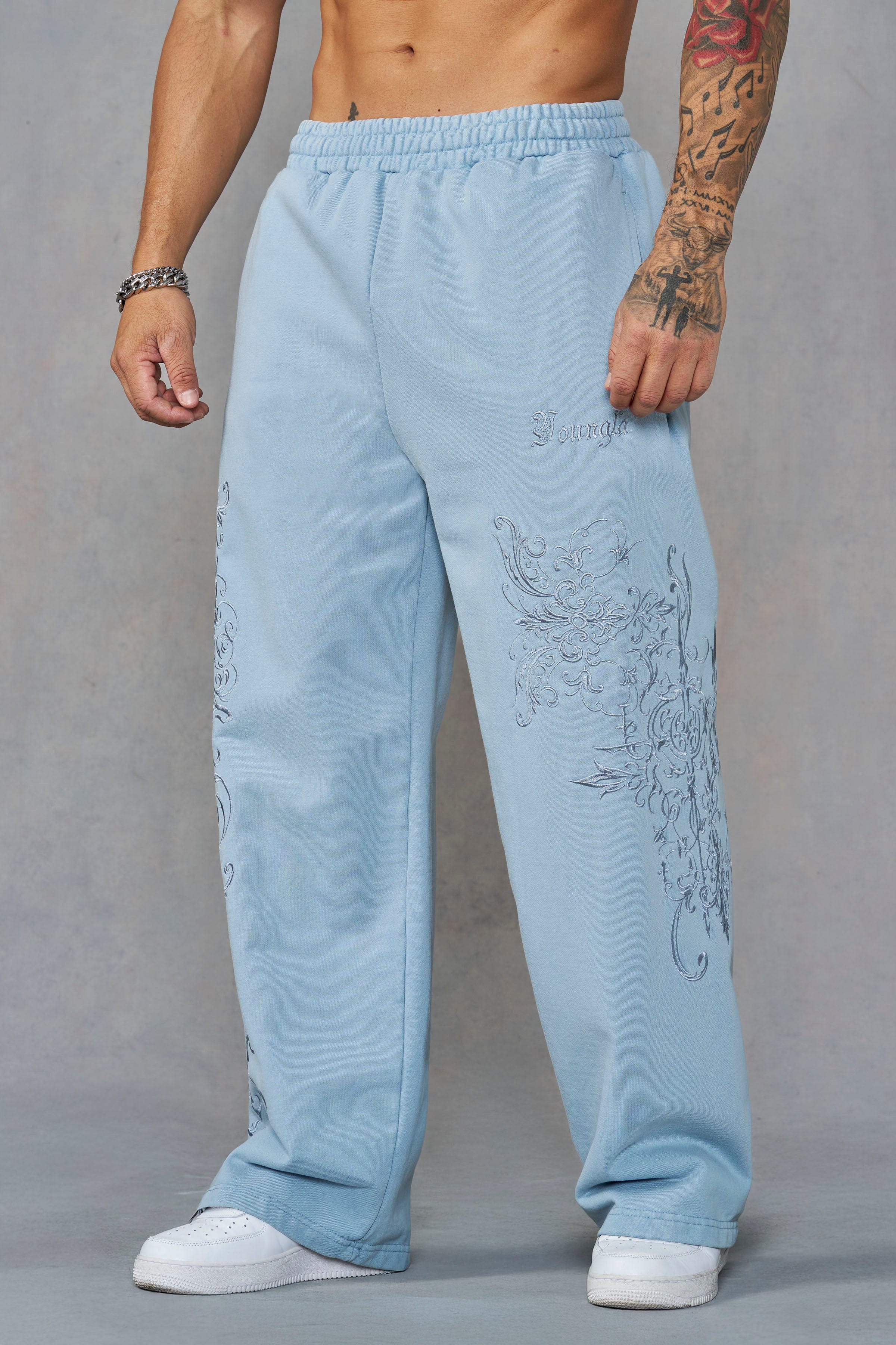 YNGLA | Threadmark Sweats Baggy Fit Trousers (Blue)