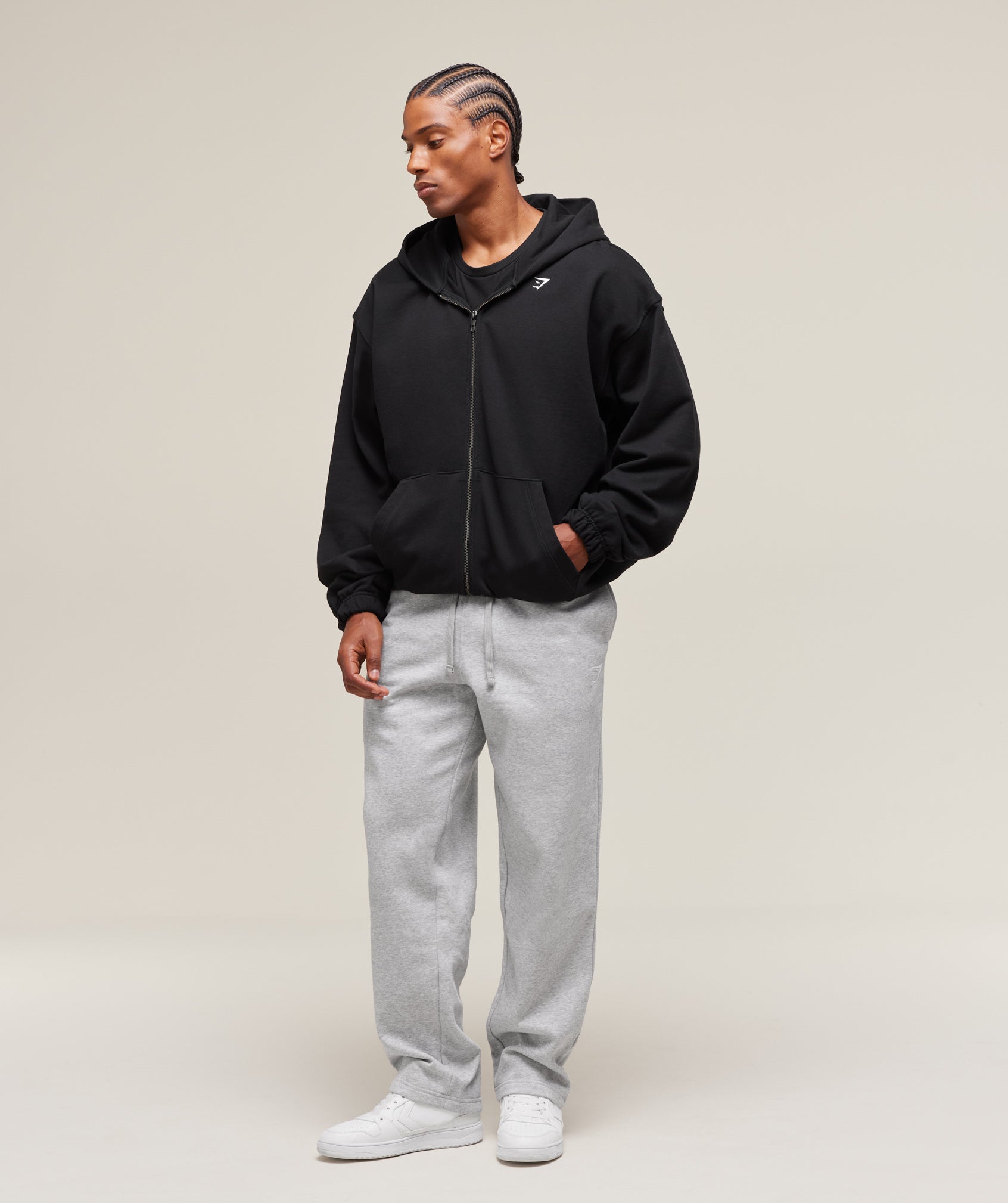 GS | Embroidered Crest Straight Leg Grey Joggers