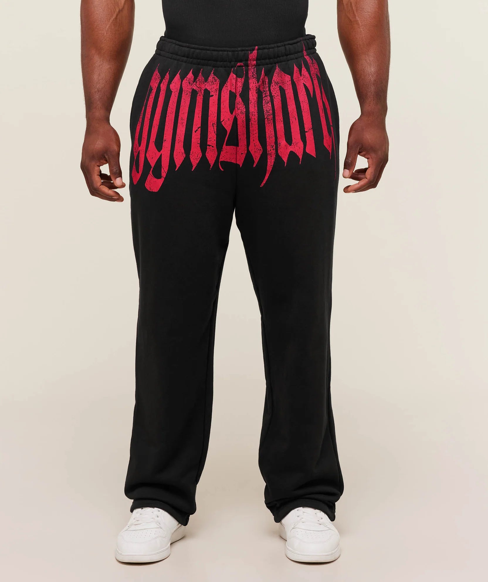 GYMSHRK | Graphic Fade Print Black Straight Jogger