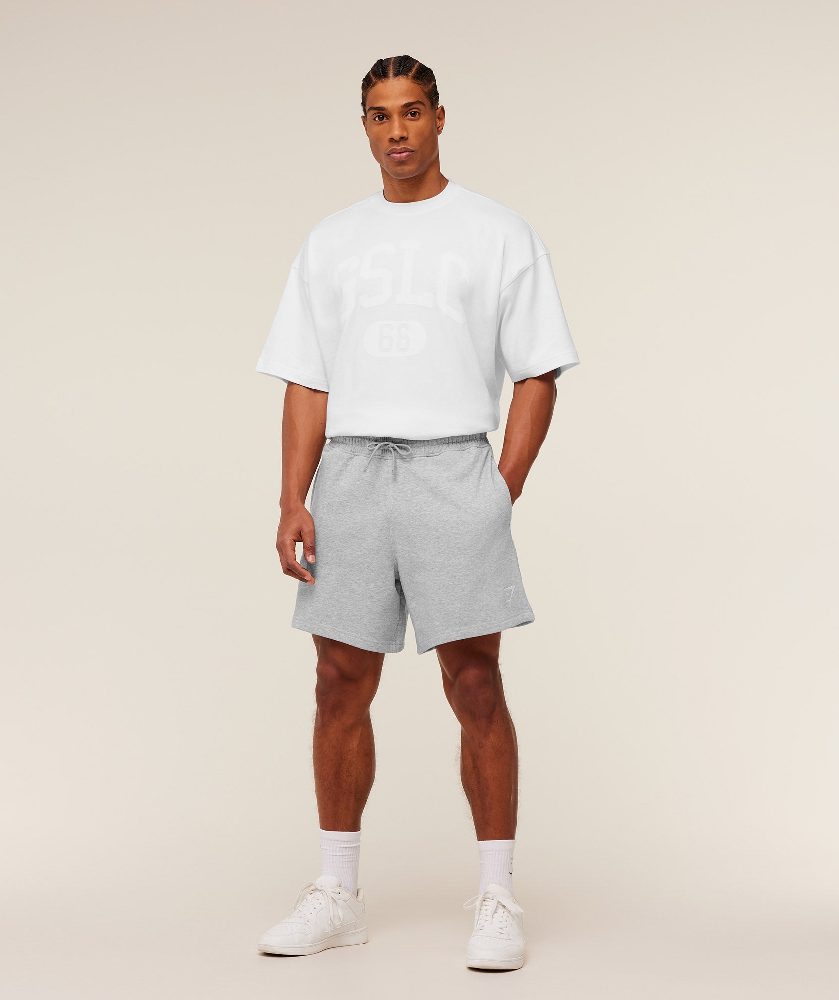 GS | Embroidered Crest Grey Shorts