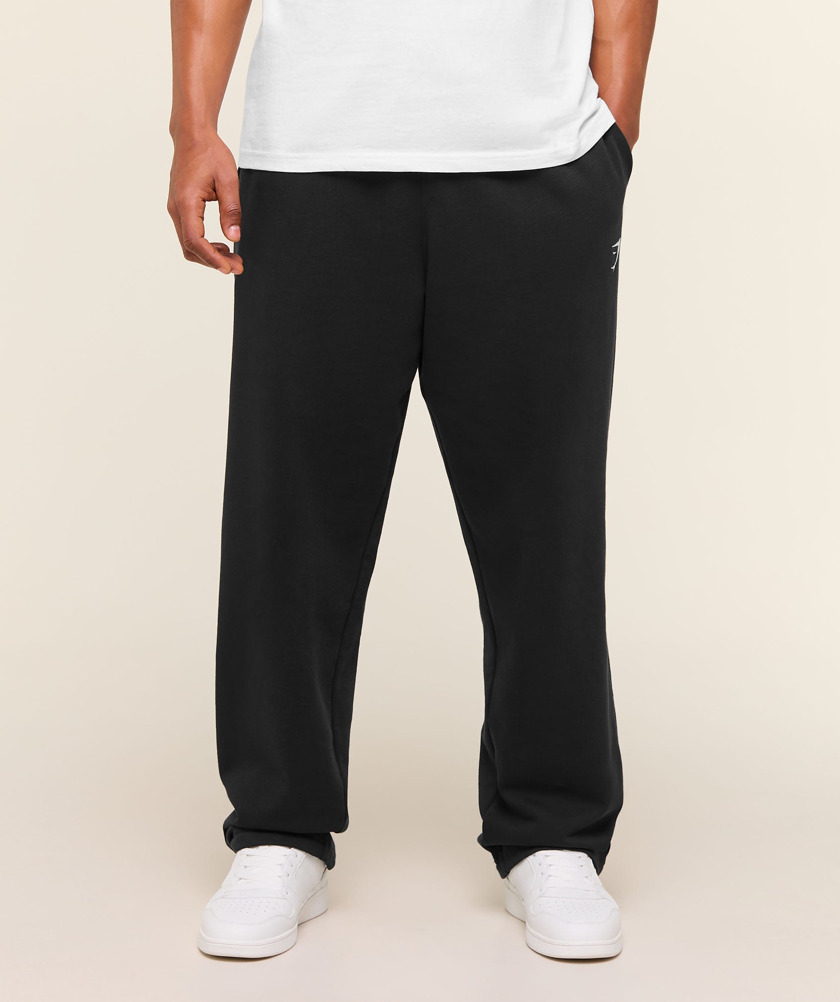 GS | Embroidered Crest Straight Leg Black Joggers