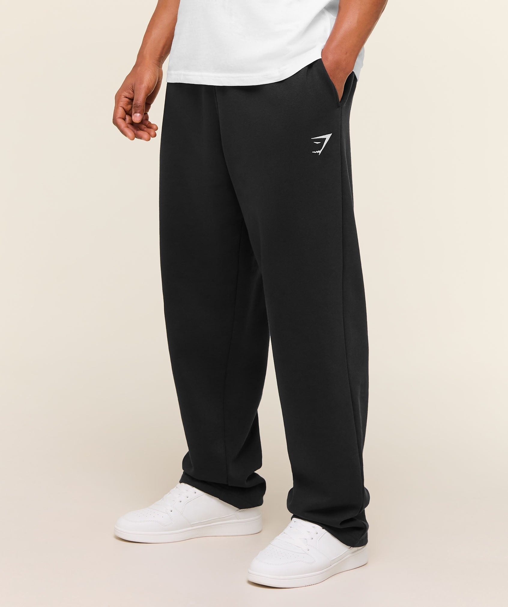 GS | Embroidered Crest Straight Leg Black Joggers