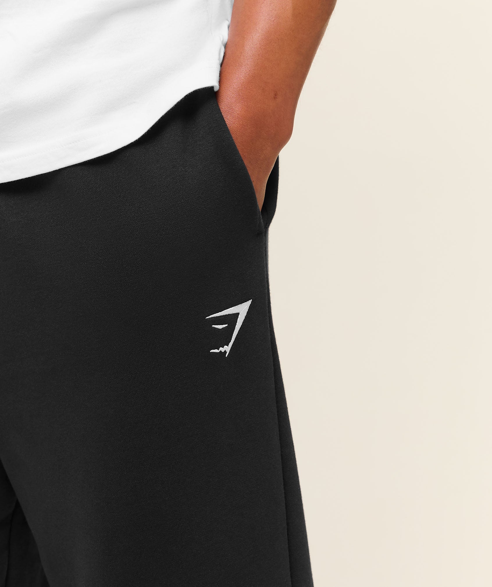 GS | Embroidered Crest Straight Leg Black Joggers