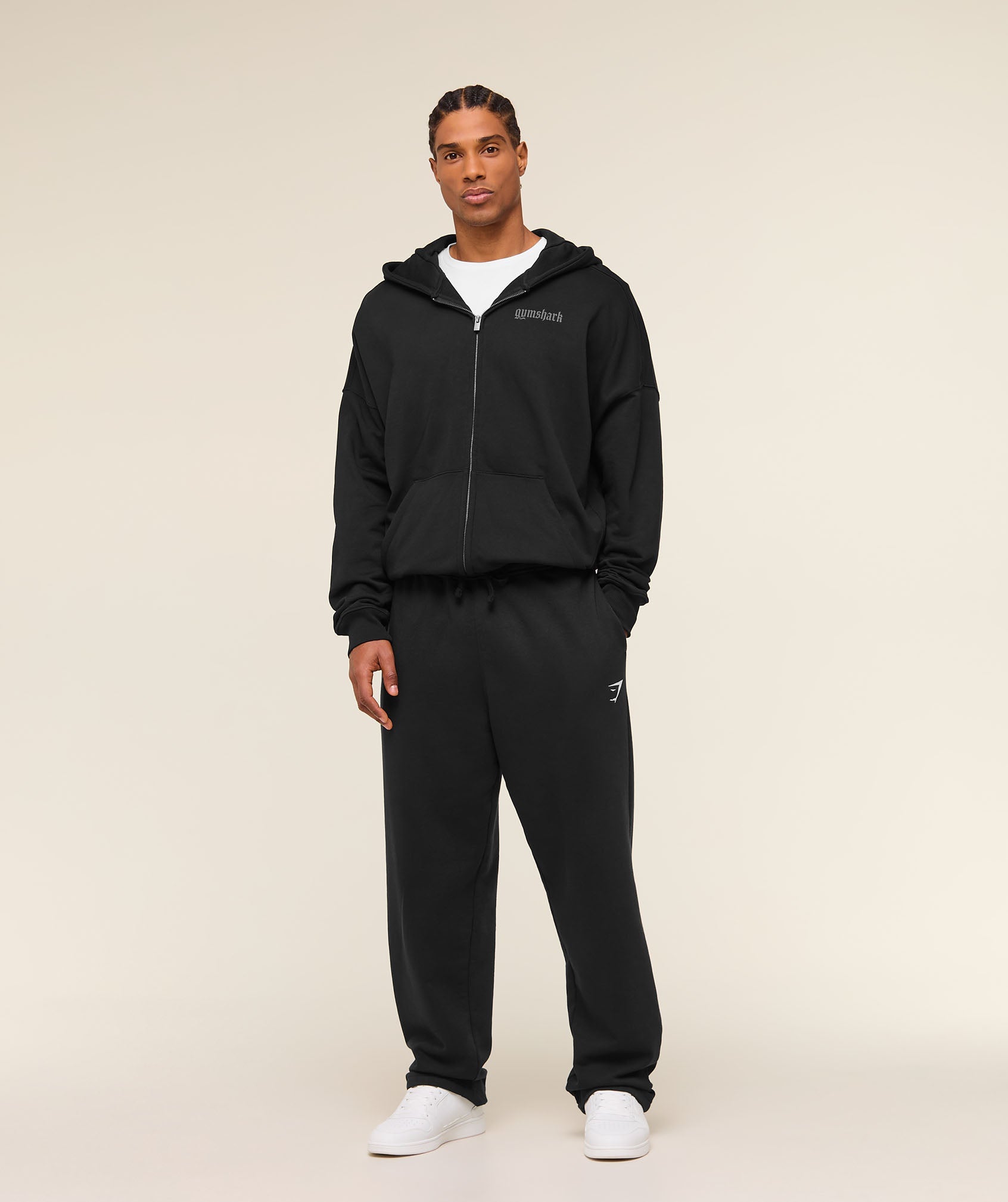 GS | Embroidered Crest Straight Leg Black Joggers