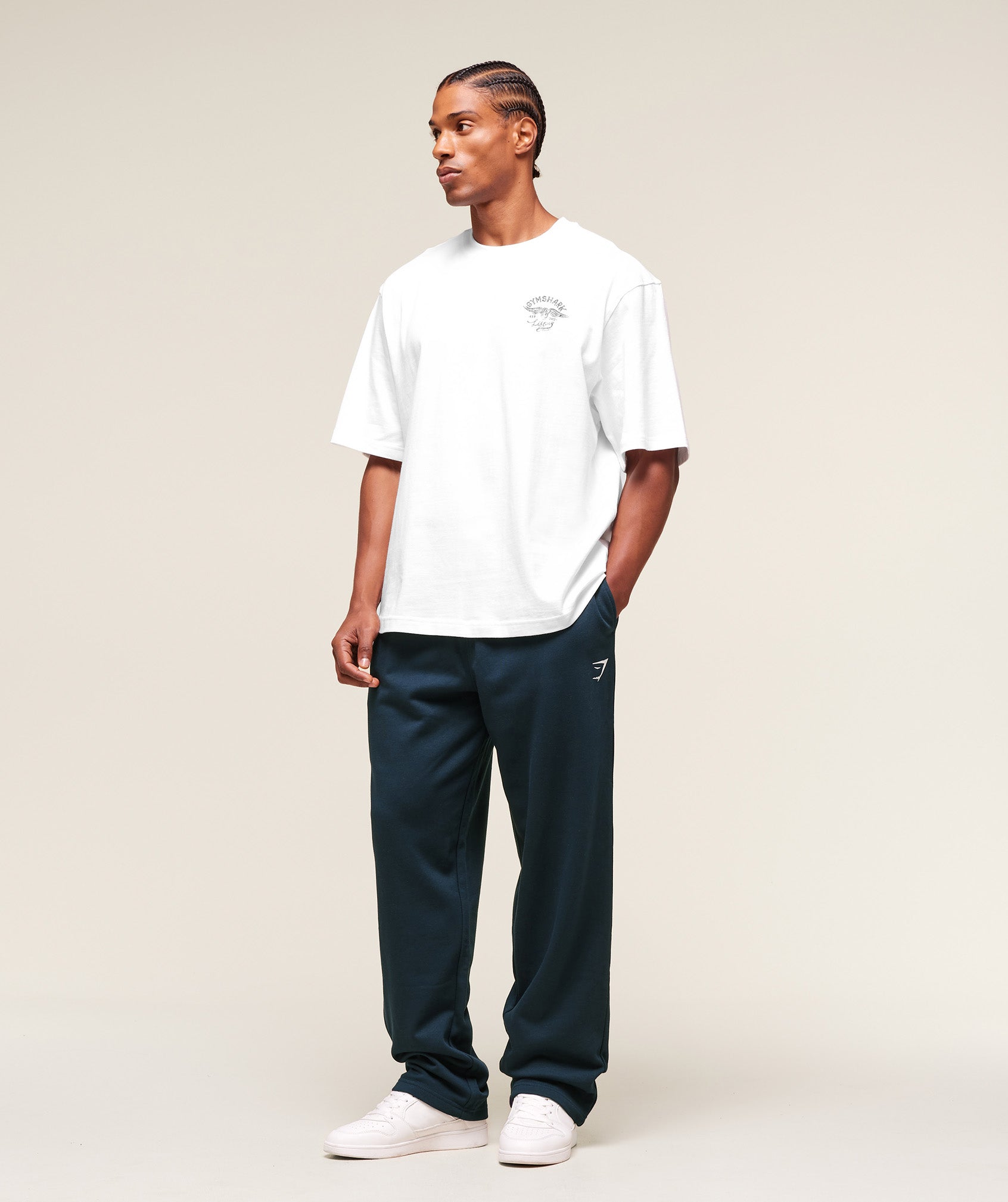 GS | Embroidered Crest Straight Leg Navy Joggers