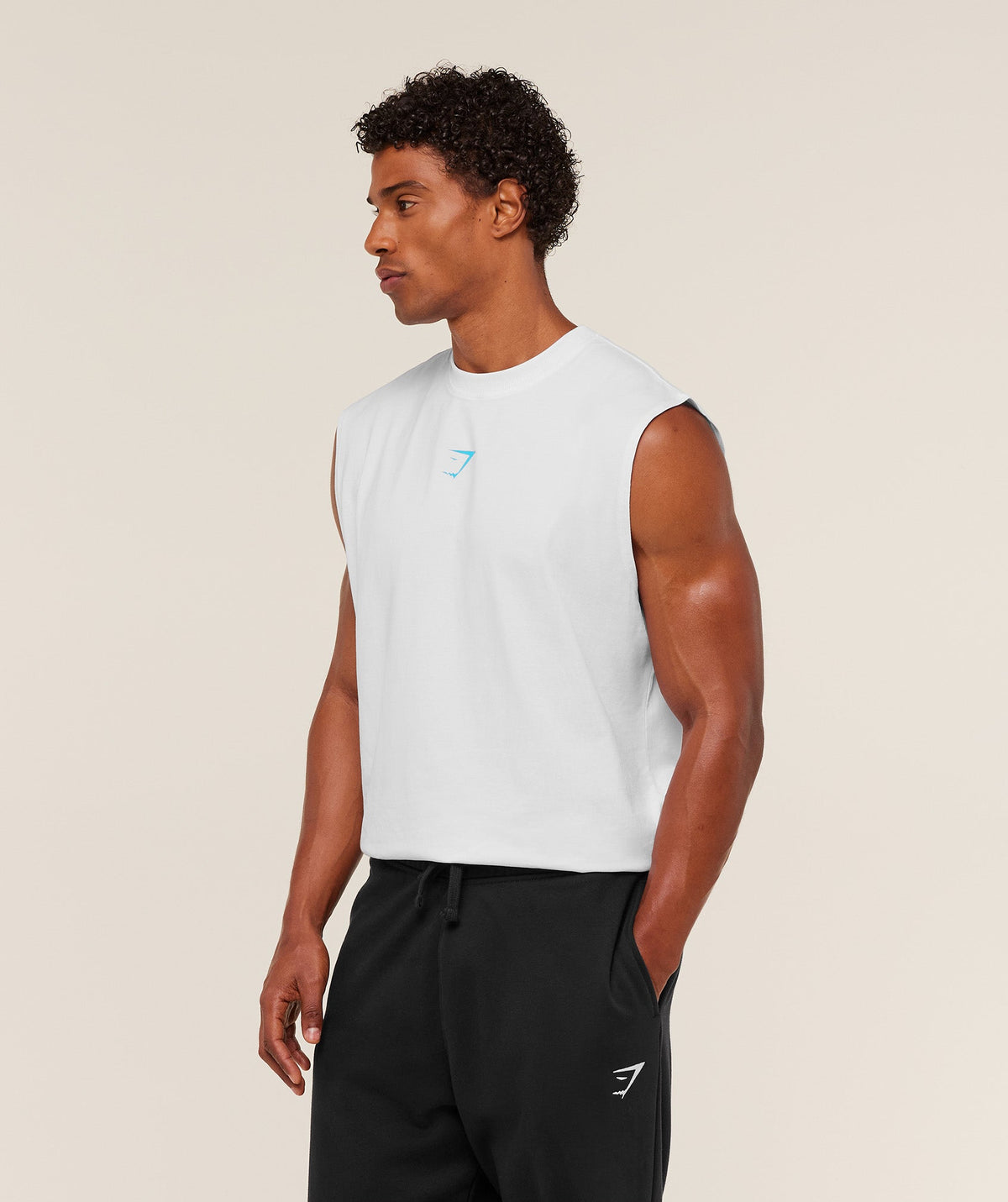 GS | Graphic Power White/Blue Tank